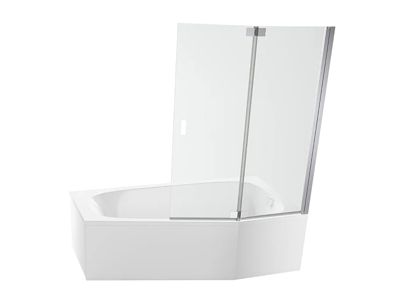 Pack baignoire bain douche 170 x 90 JACOB DELAFON Bastille vidage à droite blanc mat + tablier en niche + pare-bain chromé