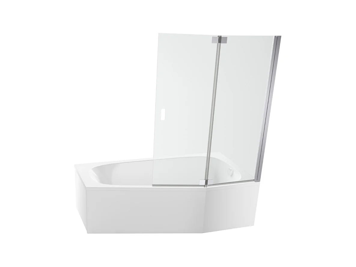 Pack baignoire bain douche 170 x 90 JACOB DELAFON Bastille vidage à droite blanc mat + tablier en niche + pare-bain chromé