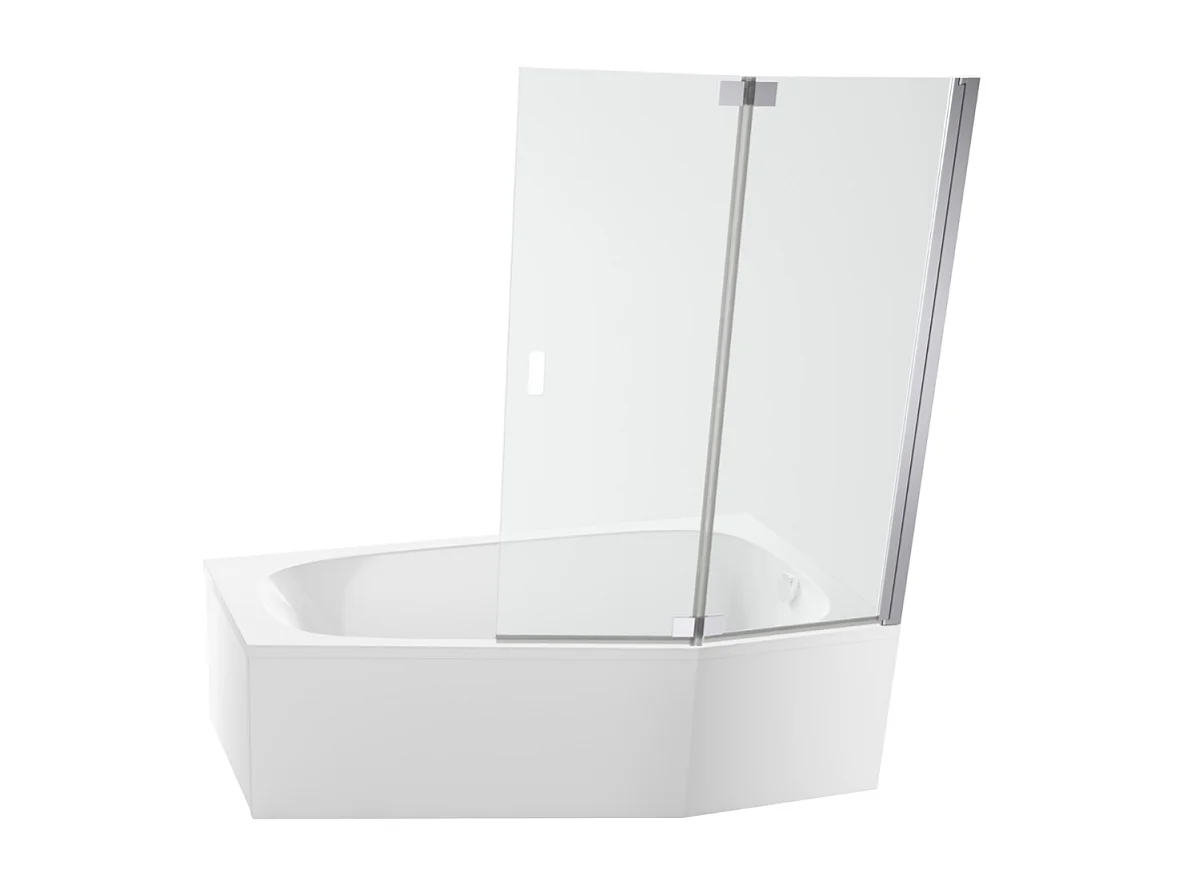 Pack baignoire bain douche 170 x 90 JACOB DELAFON Bastille vidage à droite blanc mat + tablier en niche + pare-bain chromé