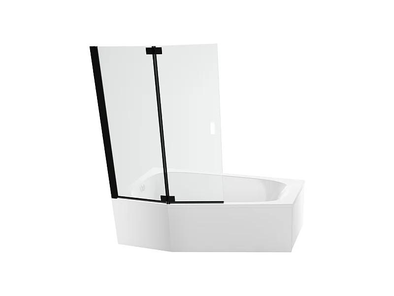 Pack baignoire bain douche 170 x 90 JACOB DELAFON Bastille vidage à gauche blanc mat + tablier en niche + pare-bain noir