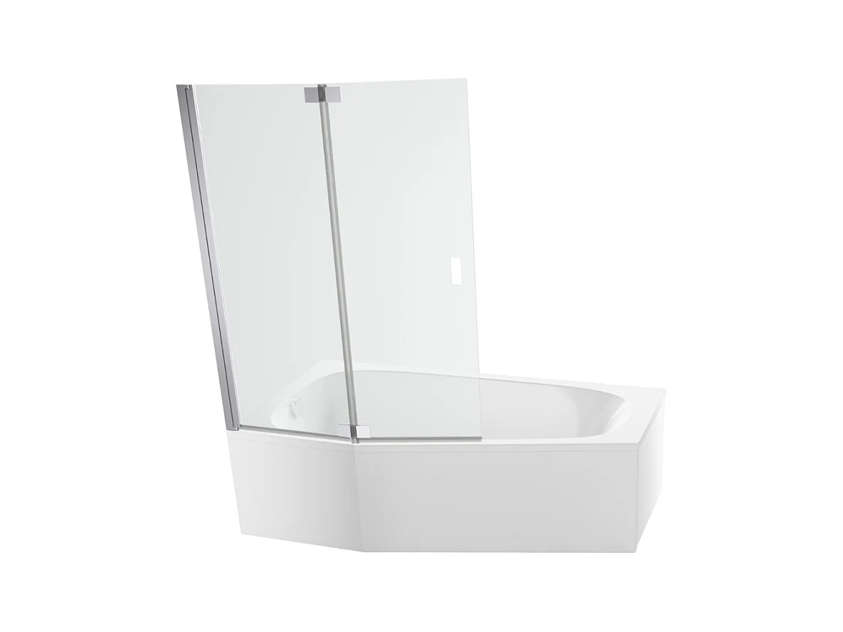 Pack baignoire bain douche 170 x 90 JACOB DELAFON Bastille vidage à gauche blanc mat + tablier en angle + pare-bain chromé