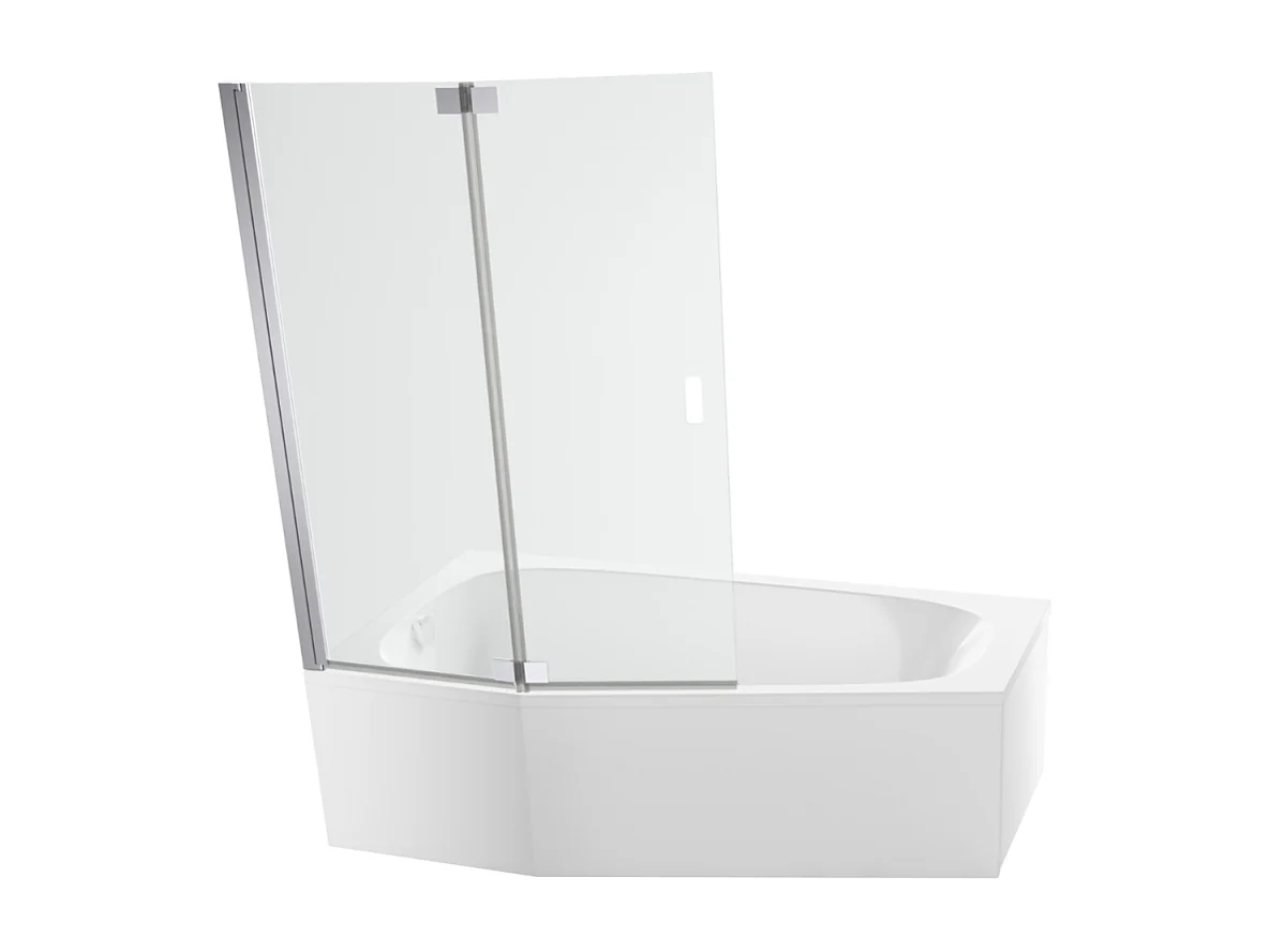 Pack baignoire bain douche 170 x 90 JACOB DELAFON Bastille vidage à gauche blanc mat + tablier en angle + pare-bain chromé