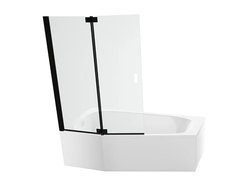 Pack baignoire bain douche 170 x 90 JACOB DELAFON Bastille vidage à gauche blanc brillant + tablier en angle + pare-bain noir