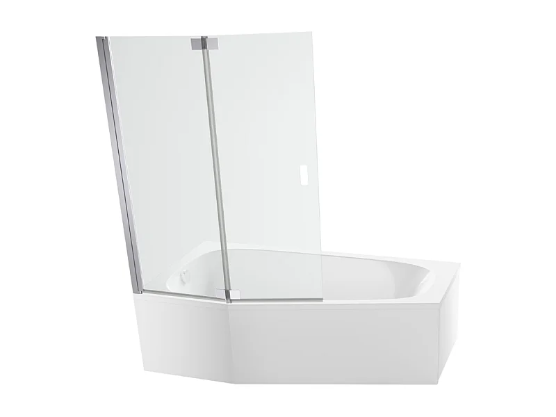 Pack baignoire bain douche 170 x 90 JACOB DELAFON Bastille vidage à gauche blanc brillant + tablier en niche + pare-bain chromé