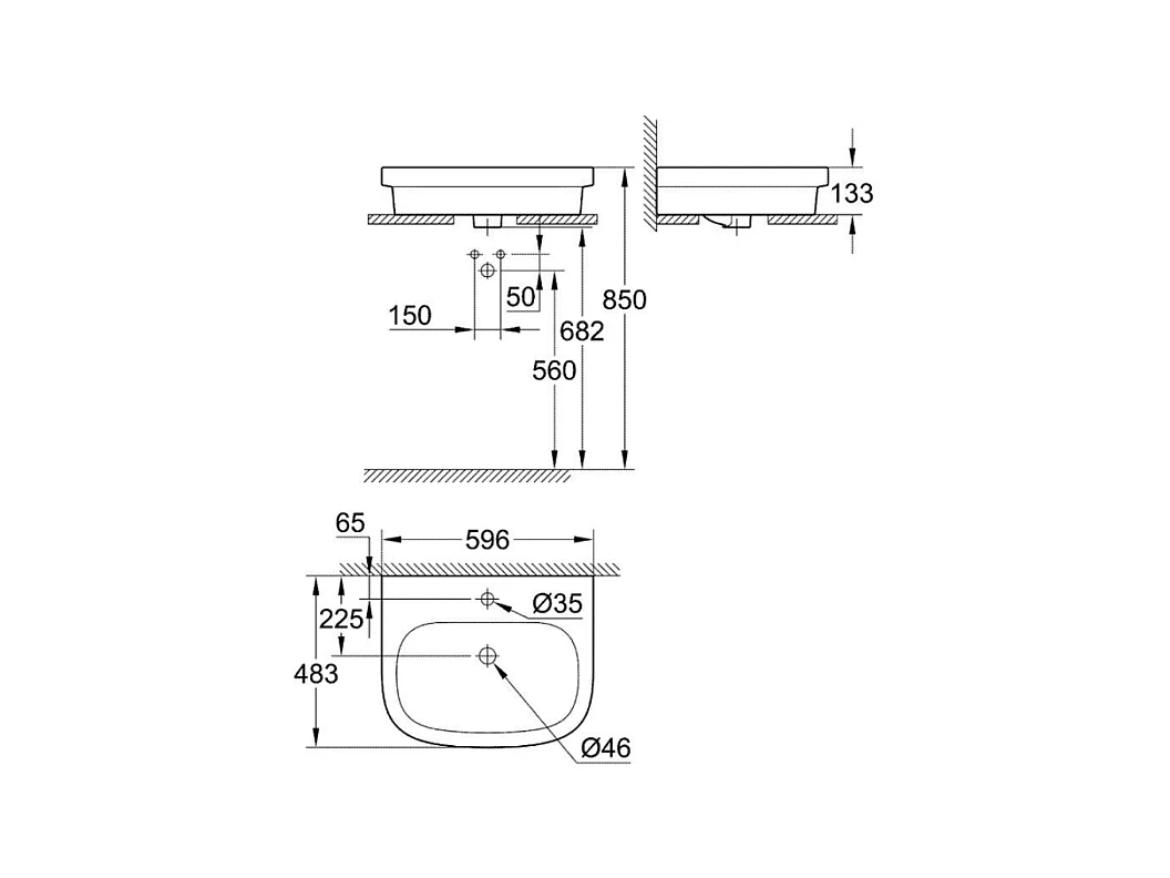 Vasque à poser GROHE Euro Ceramic 60cm + Mitigeur lavabo M GROHE BauLoop Chromé