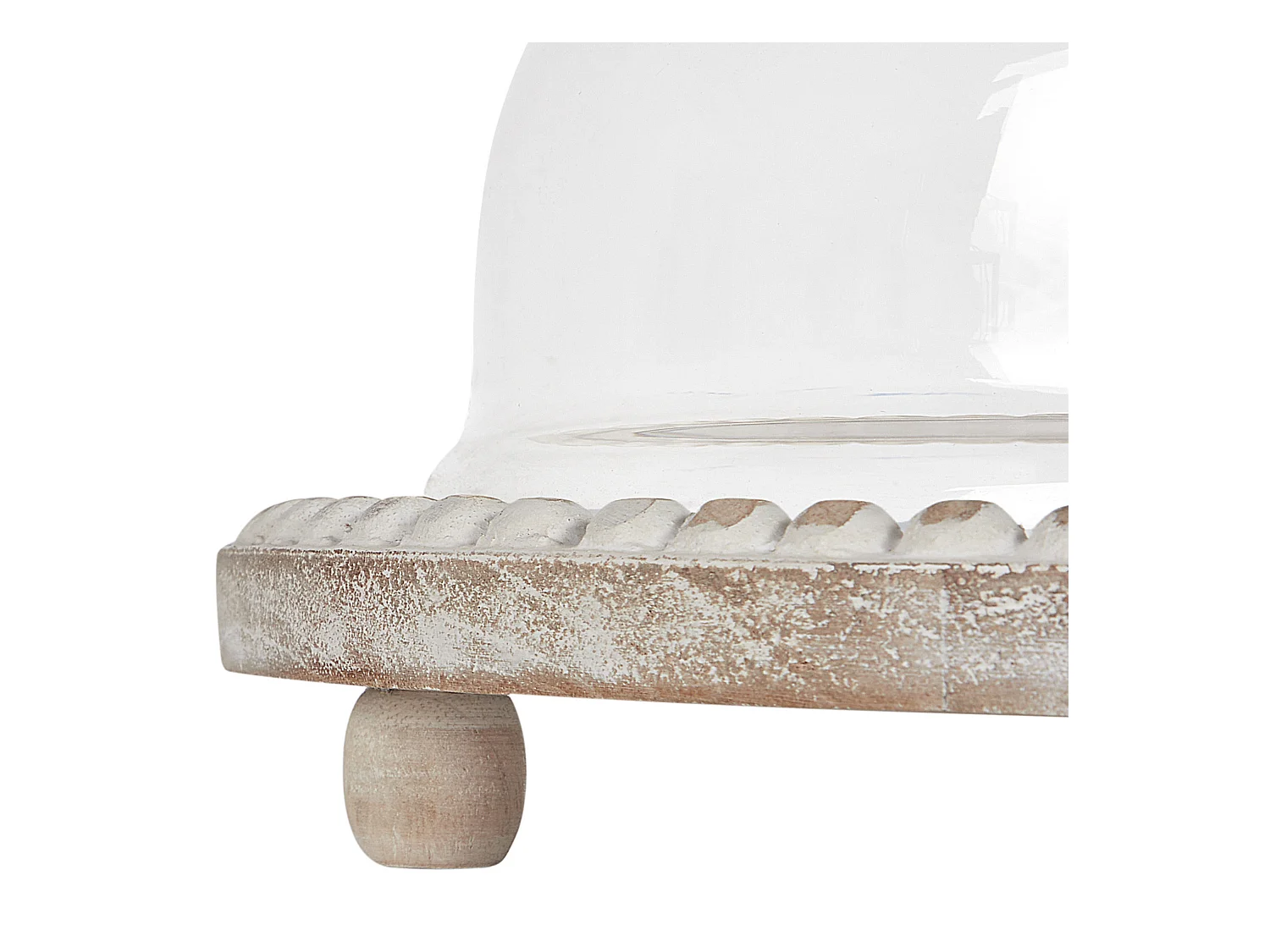 Tortenplatte Mangoholz hellbraun Antik-Optik mit Glasglocke rund 29 cm Dendera