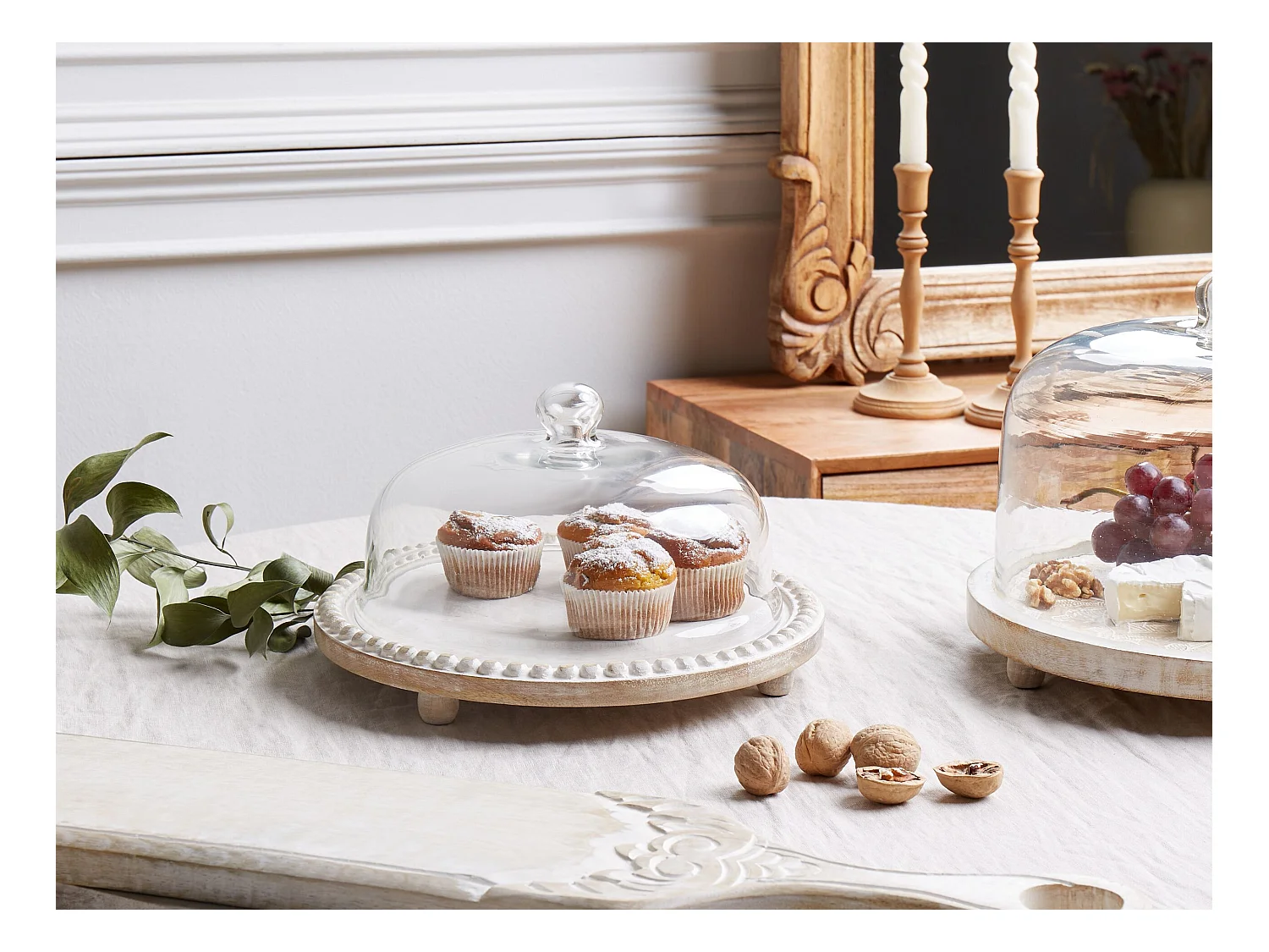 Support à gâteaux DENDERA Bois de manguier Marron clair