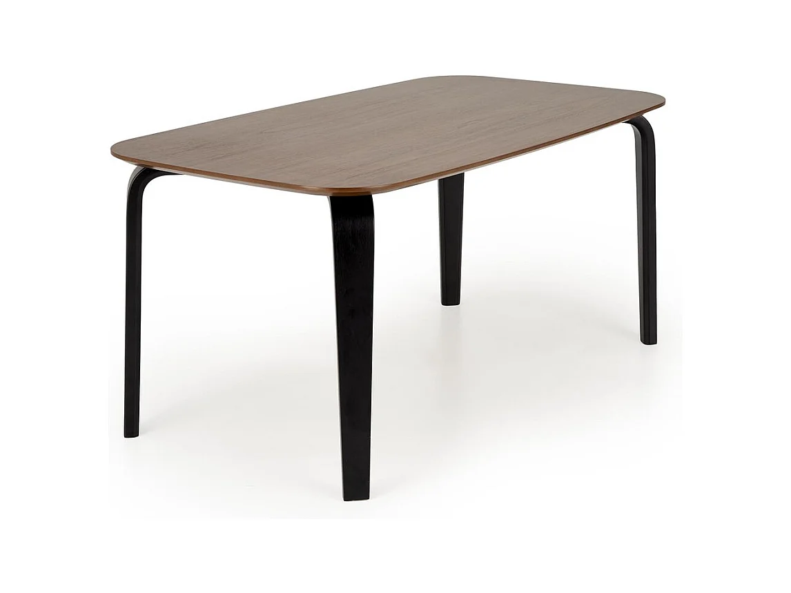 Table à manger Pedro (90x160)/Bois massif + placage/Marron et noir
