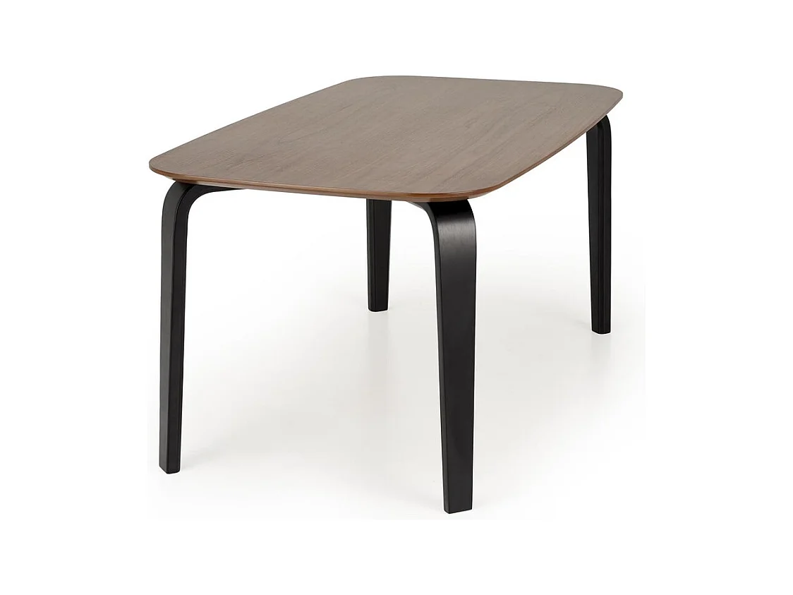 Table à manger Pedro (90x160)/Bois massif + placage/Marron et noir