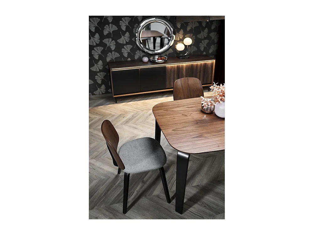 Table à manger Pedro (90x160)/Bois massif + placage/Marron et noir