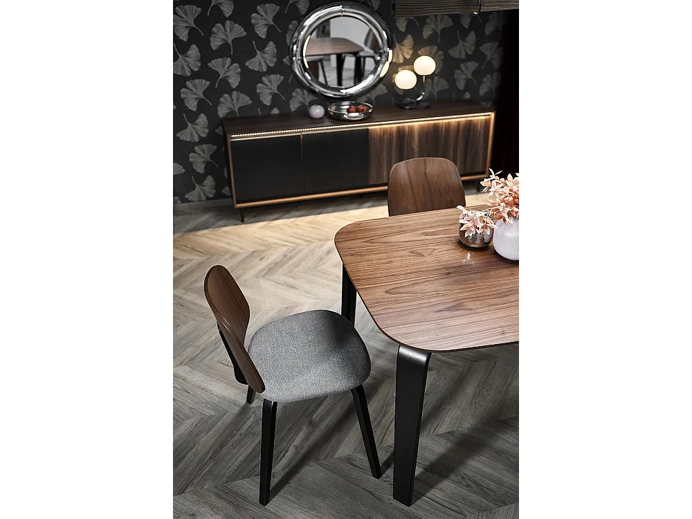 Table à manger Pedro (90x160)/Bois massif + placage/Marron et noir