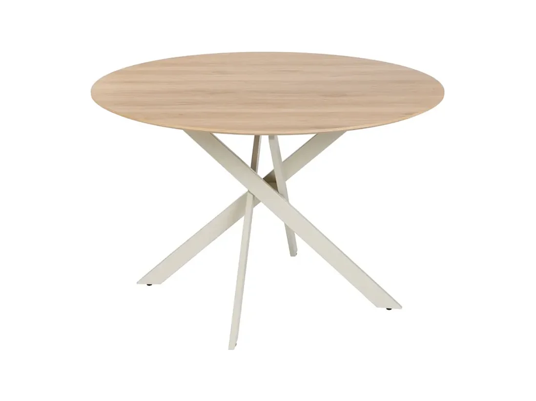 Table à manger ronde crème et bois 120 cm OASIS