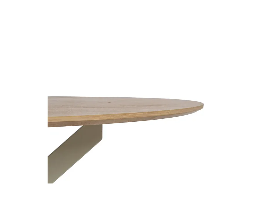 Table à manger ronde crème et bois 120 cm OASIS