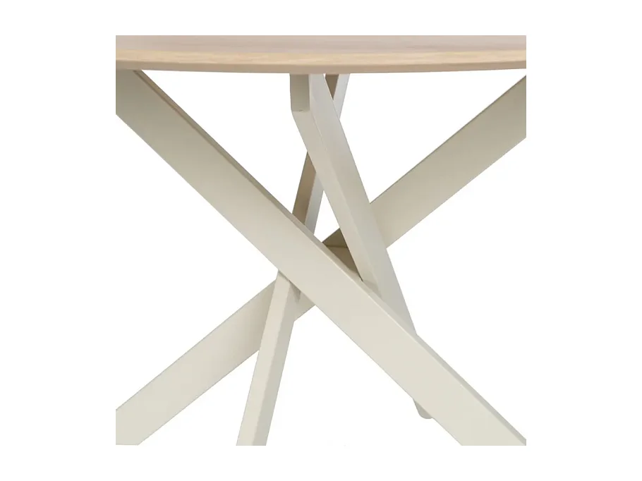 Table à manger ronde crème et bois 120 cm OASIS