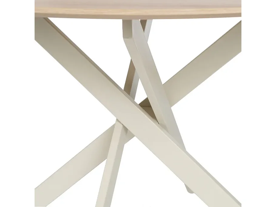 Table à manger ronde crème et bois 120 cm OASIS