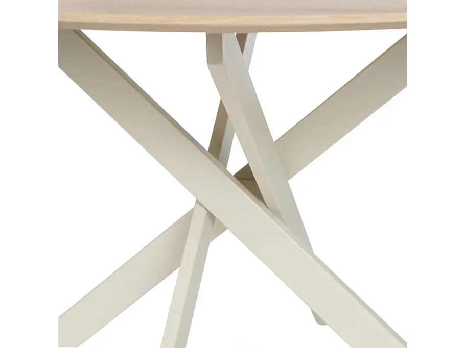 Table à manger ronde crème et bois 120 cm OASIS