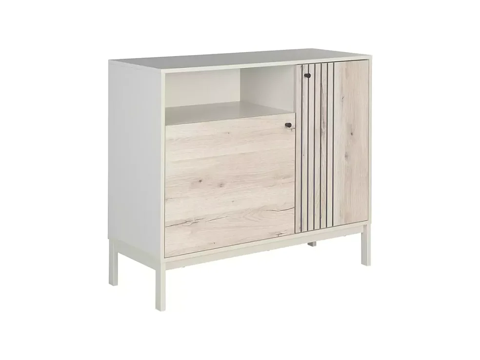 Buffet compact chêne alpin et blanc cassé 2 portes – Collection FARGOL3