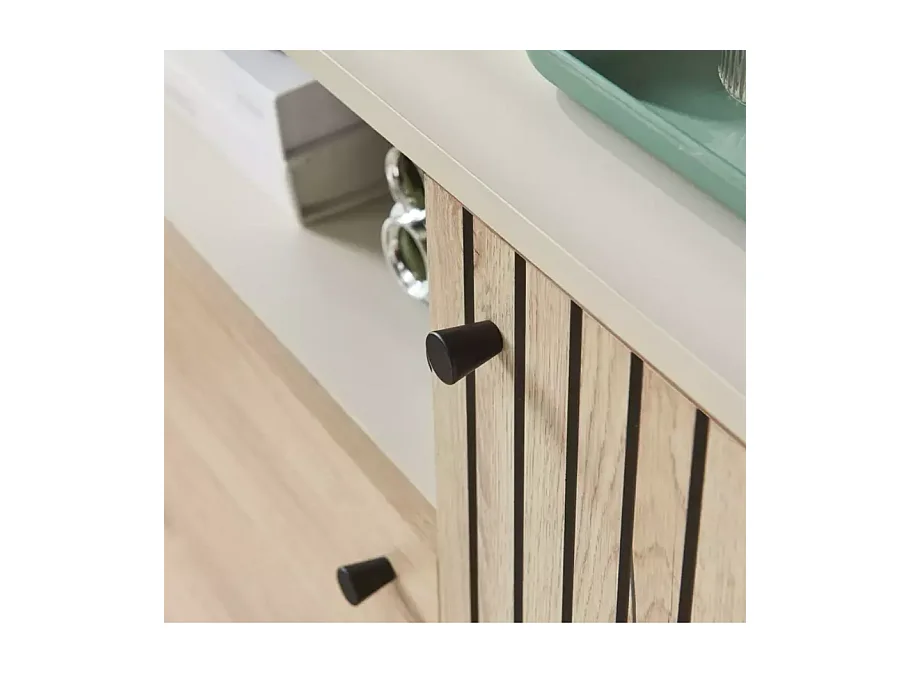 Buffet compact chêne alpin et blanc cassé 2 portes – Collection FARGOL3