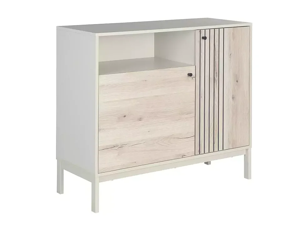 Buffet compact chêne alpin et blanc cassé 2 portes – Collection FARGOL3