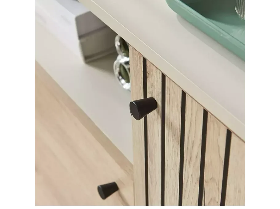 Buffet compact chêne alpin et blanc cassé 2 portes – Collection FARGOL3