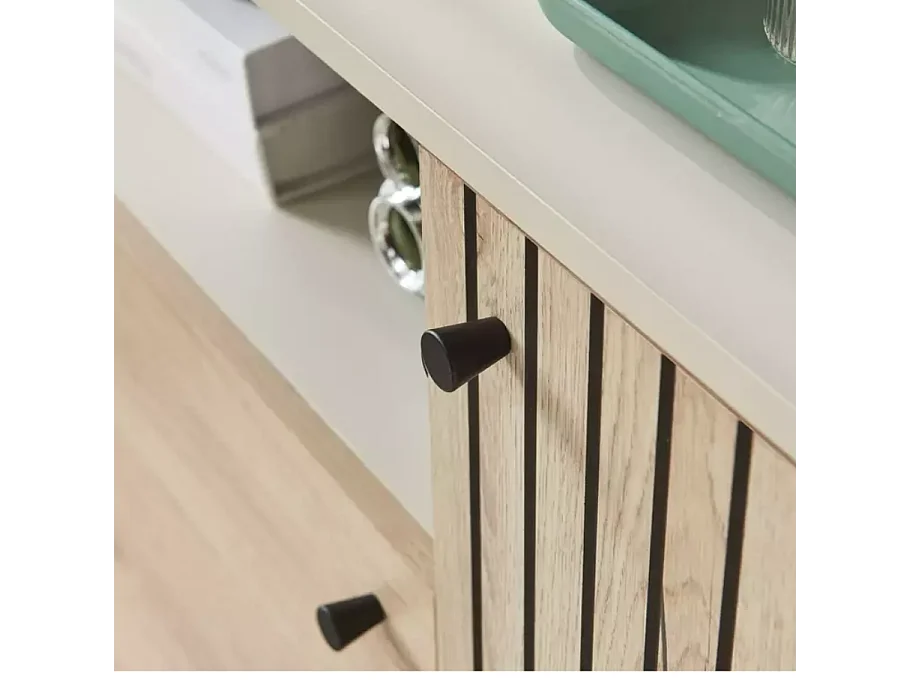 Buffet compact chêne alpin et blanc cassé 2 portes – Collection FARGOL3