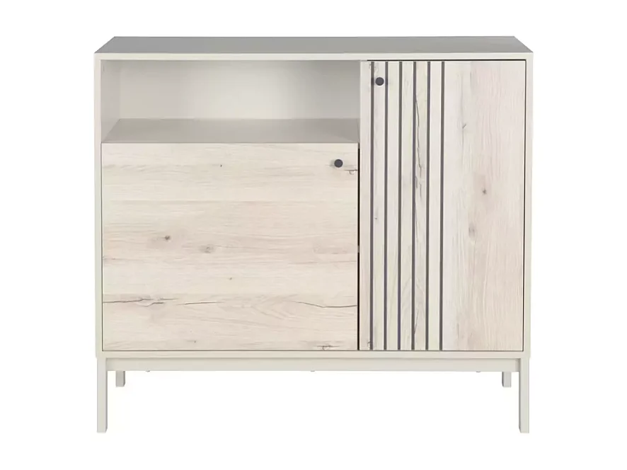 Buffet compact chêne alpin et blanc cassé 2 portes – Collection FARGOL3