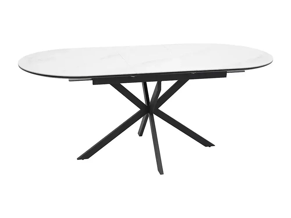Table extensible 140-180 cm céramique blanche 8 pers pied noir métal Larry