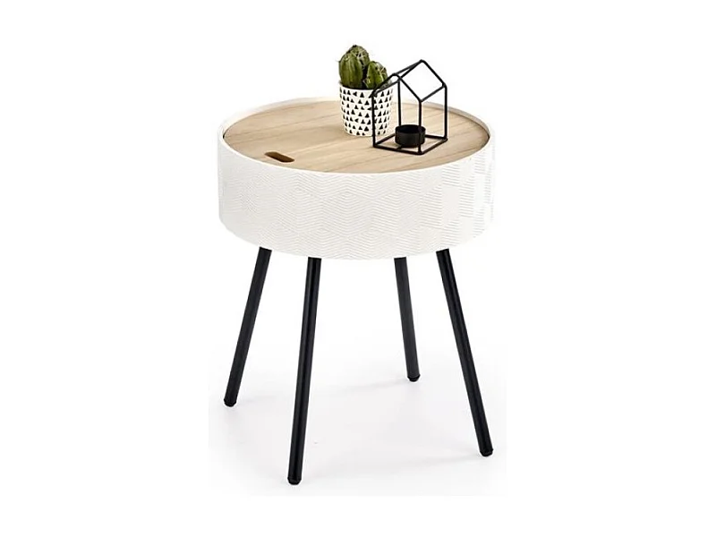 Tavolino Aura/MDF/Metallo/Bianco