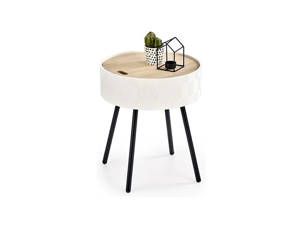 Tavolino Aura/MDF/Metallo/Bianco