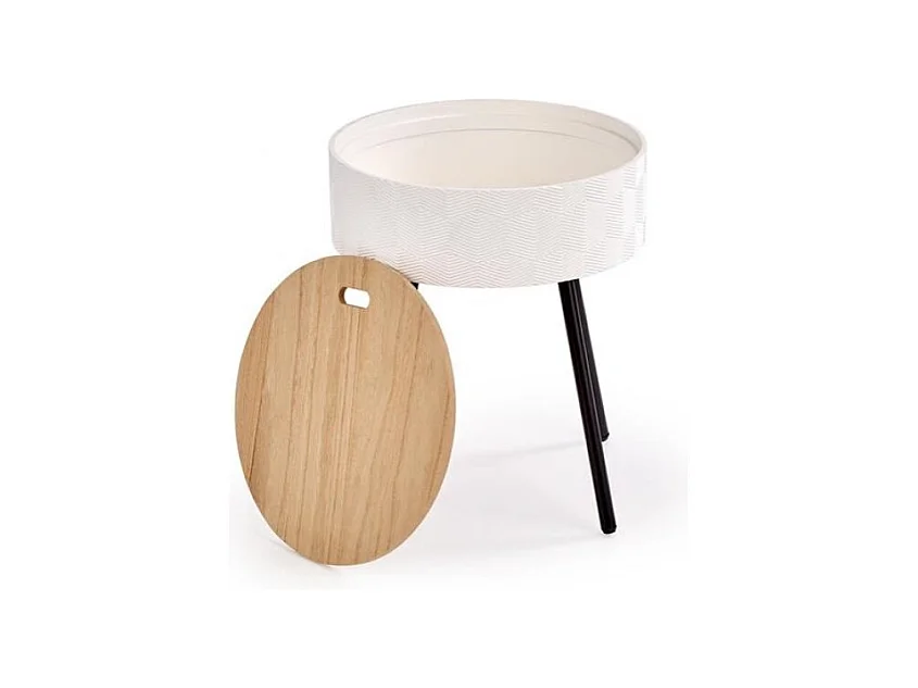 Tavolino Aura/MDF/Metallo/Bianco