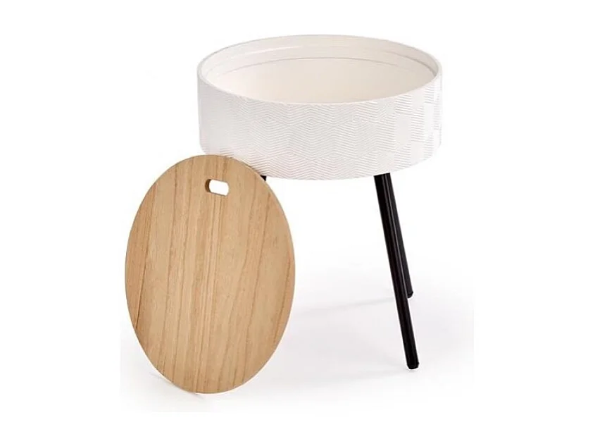 Beistelltisch Aura/MDF/Metall/Weiß