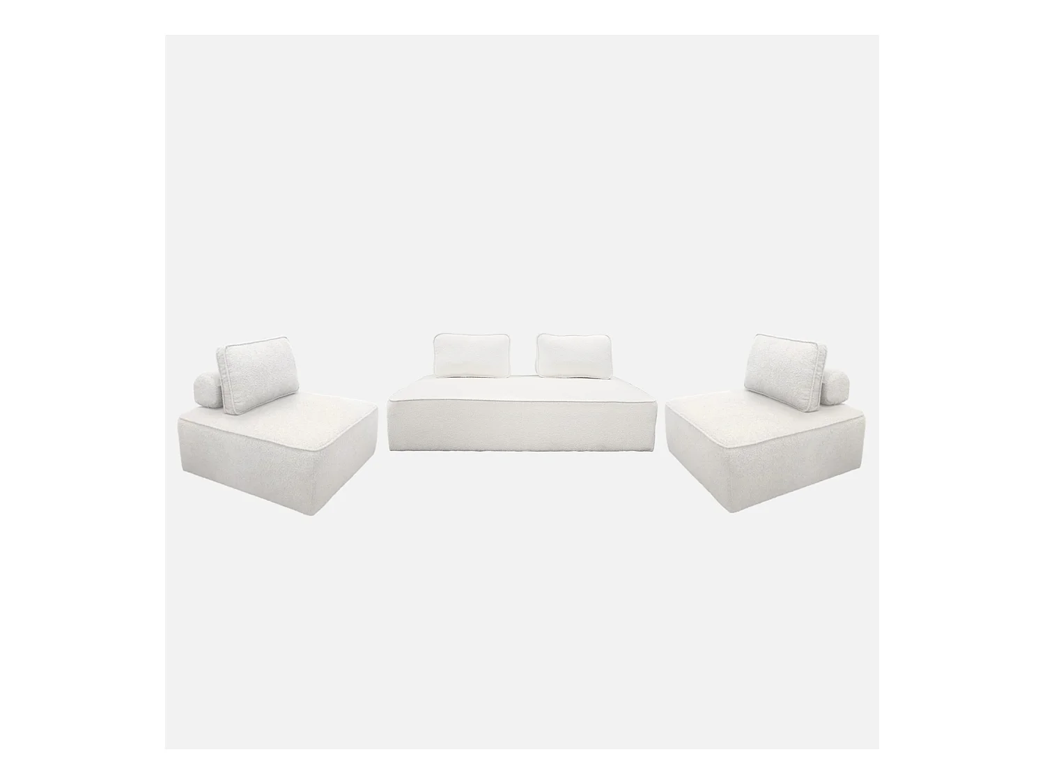 Ensemble chauffeuses pour canapé modulable 4 places bouclette crème - Bao