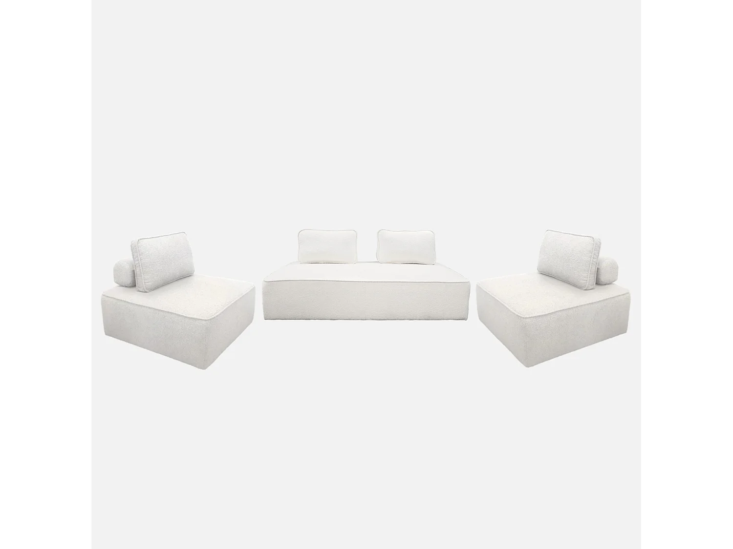 Divano modulare in bouclé, 4 posti, crema
