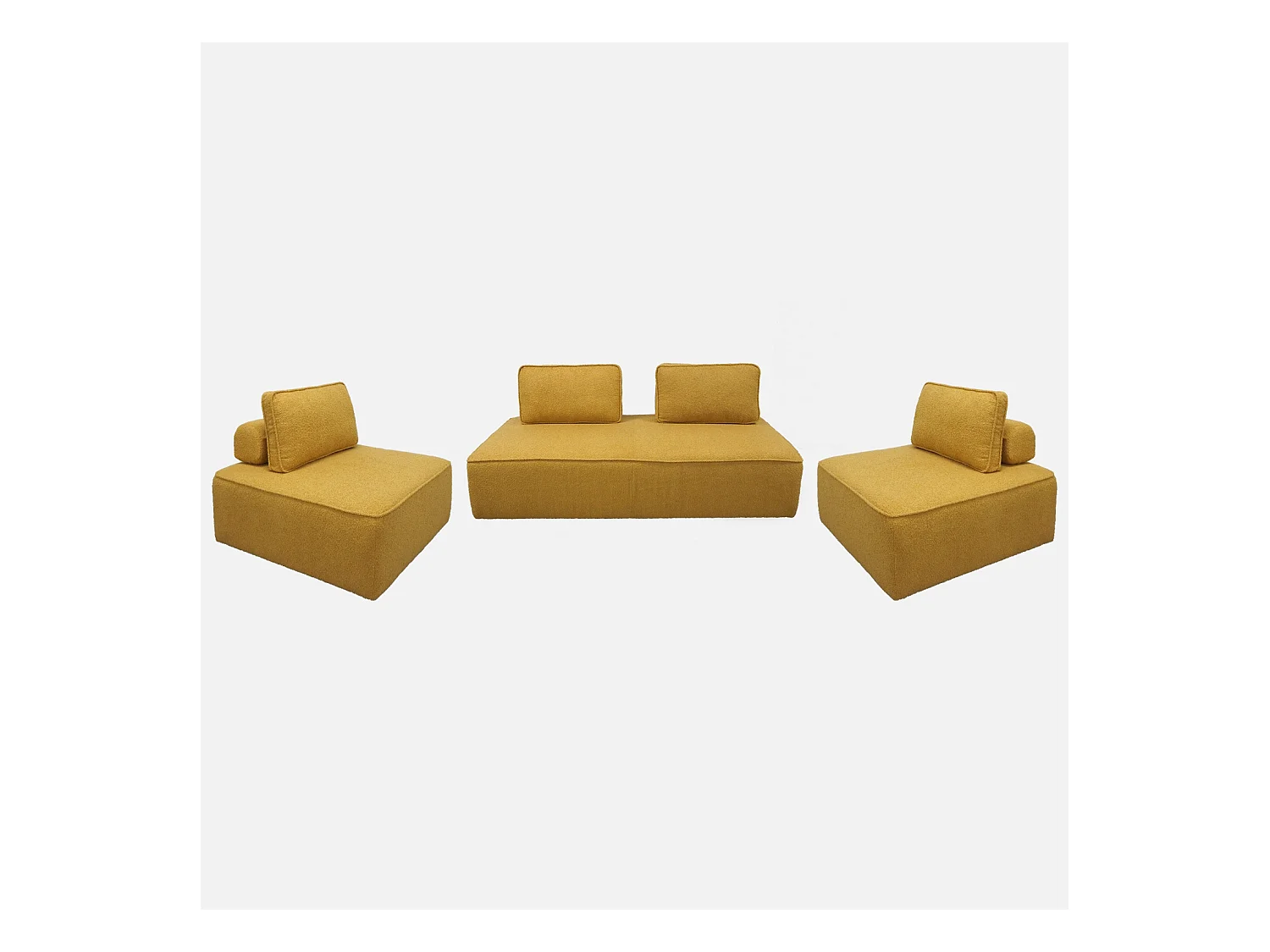 Ensemble chauffeuses pour canapé modulable 4 places bouclette moutarde - Bao