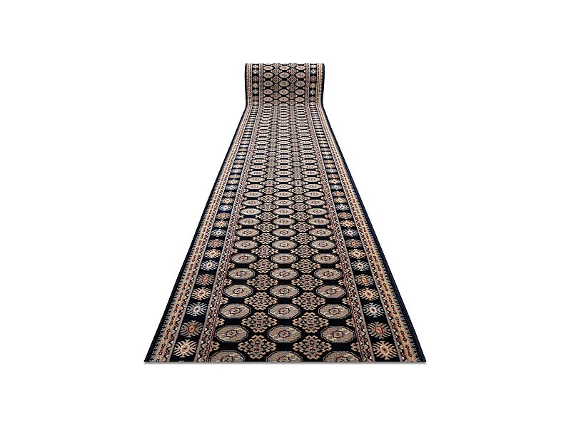 Chodnik NAIN wełniany Rozeta 6177 51011 granat / beż  80cm 80x1150 cm