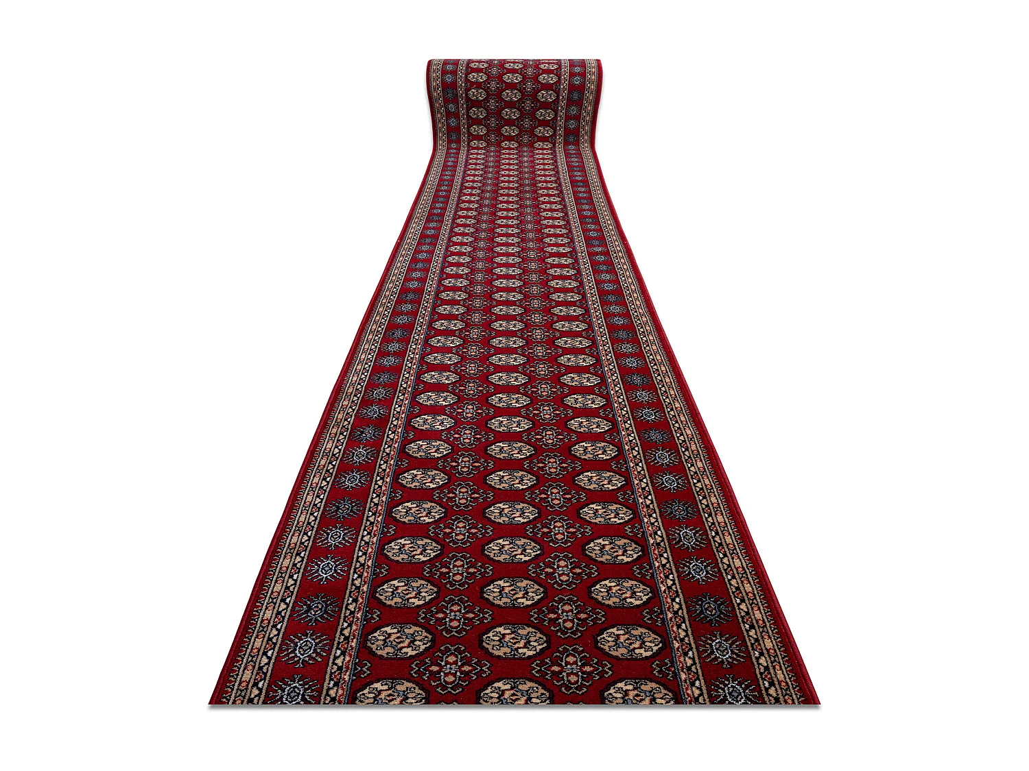 Tapis de course en laine NAIN Rosette 6177 51066 bordeaux / beige 100x1150 cm