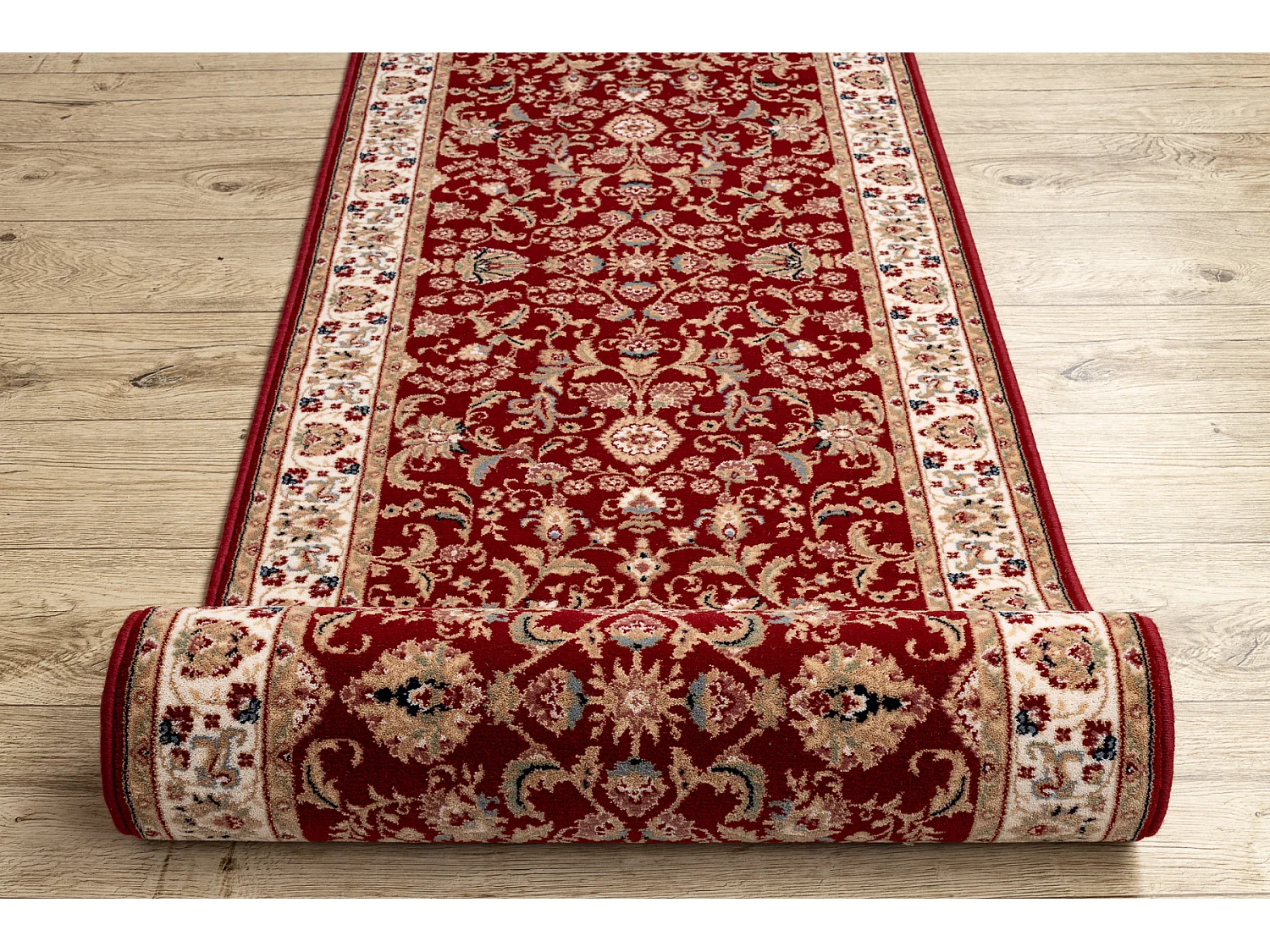 Tapis de course en laine NAIN Ornement, fleurs 144 51066 bordeaux / be 100x1050 cm