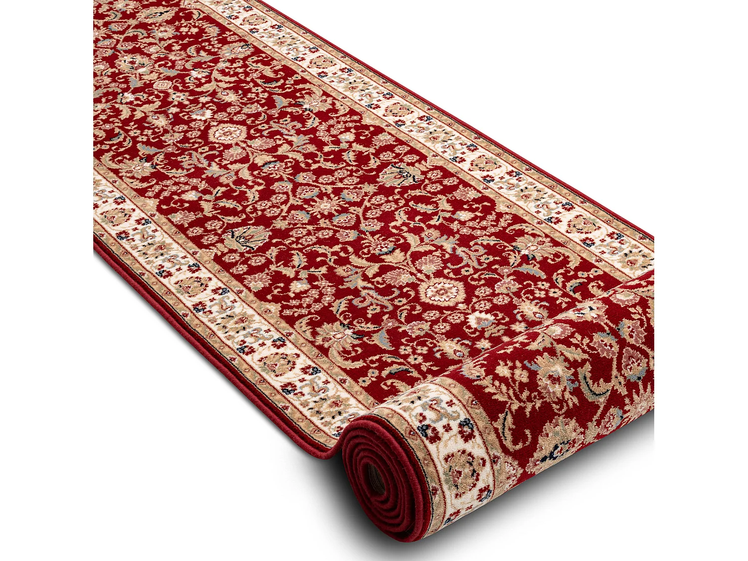 Chodnik NAIN wełniany Ornament, kwiaty 144 51066 bordo / beż 80cm 80x850 cm