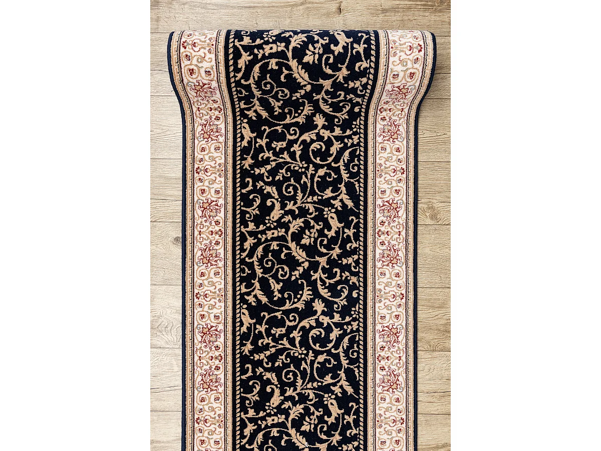 Tapis de course en laine NAIN Ornement 2904 51011 beige / bleu foncé 80x250 cm