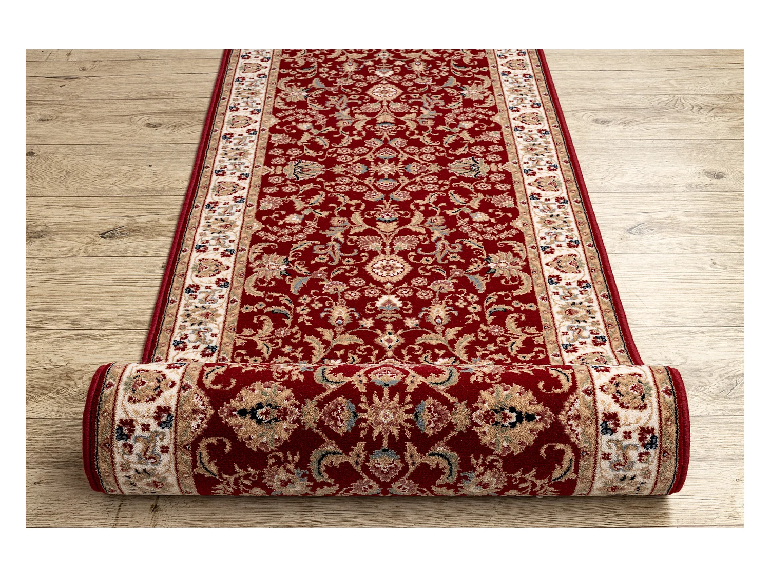 Tapis de course en laine NAIN Ornement, fleurs 144 51066 bordeaux / be 80x600 cm
