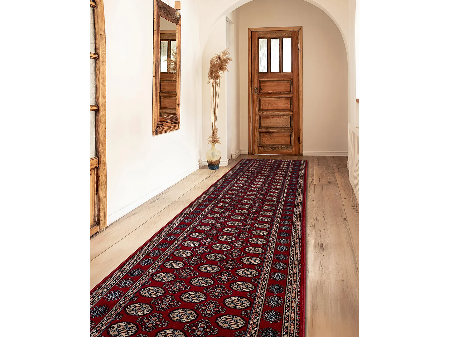 Tapis de course en laine NAIN Rosette 6177 51066 bordeaux / beige 80x1050 cm