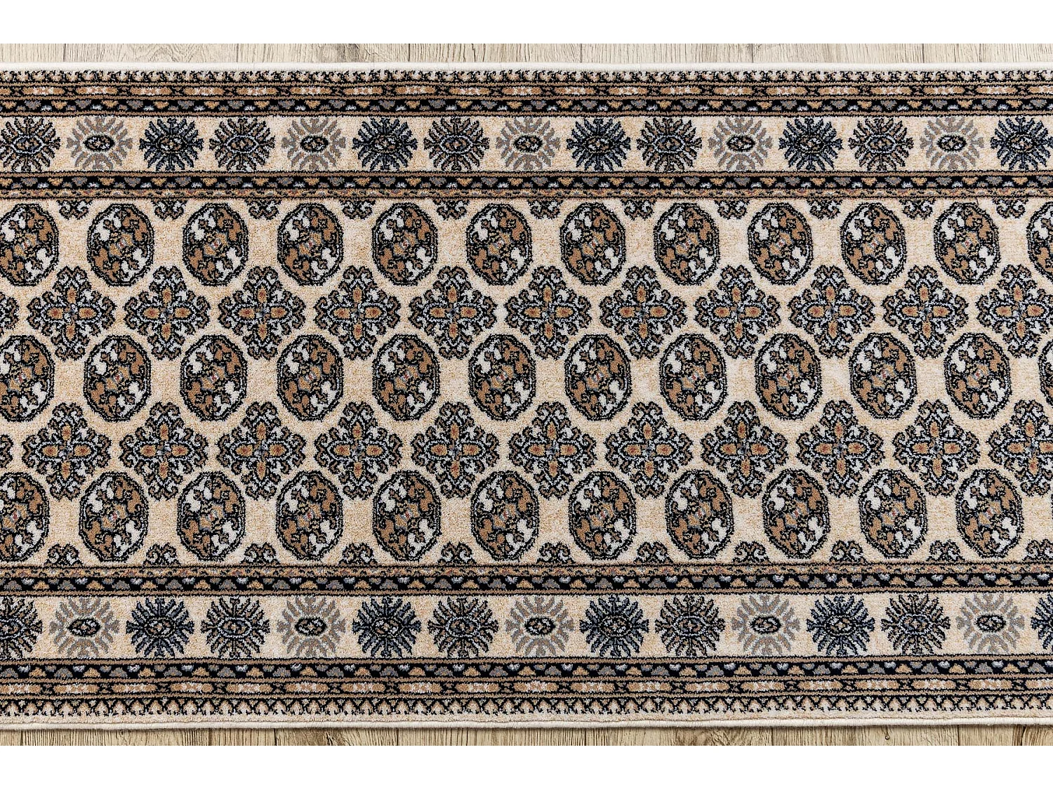 Tapis de course en laine NAIN Rosette 6177 51033 beige / bleu foncé 80x200 cm