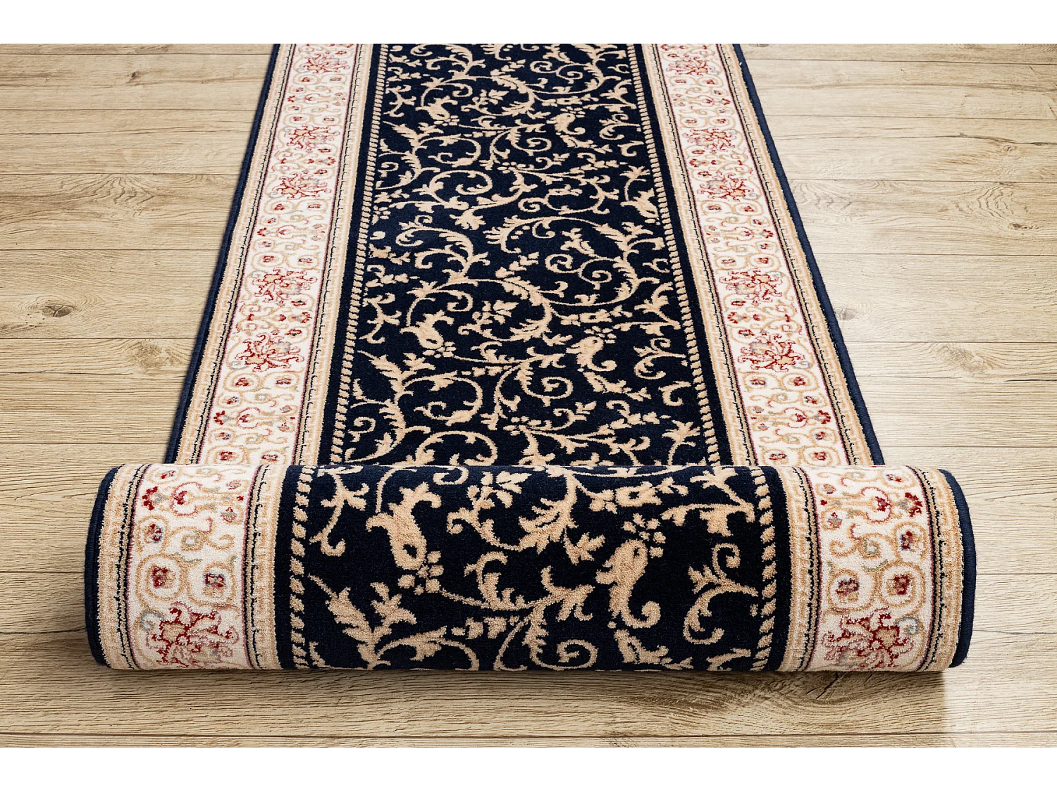 Chodnik NAIN wełniany Ornament 2904 51011 beż / granat 80cm 80x900 cm