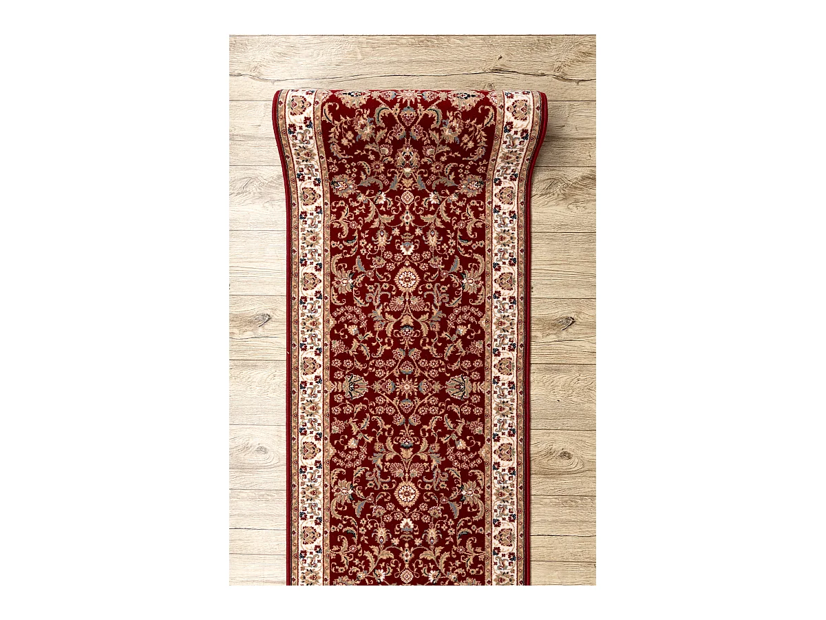 Tapis de course en laine NAIN Ornement, fleurs 144 51066 bordeaux / be 100x250 cm