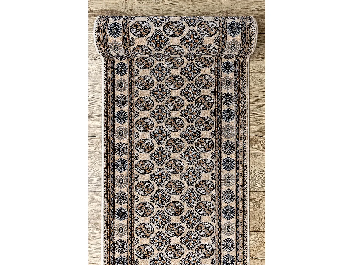 Tapis de course en laine NAIN Rosette 6177 51033 beige / bleu foncé 80x1100 cm