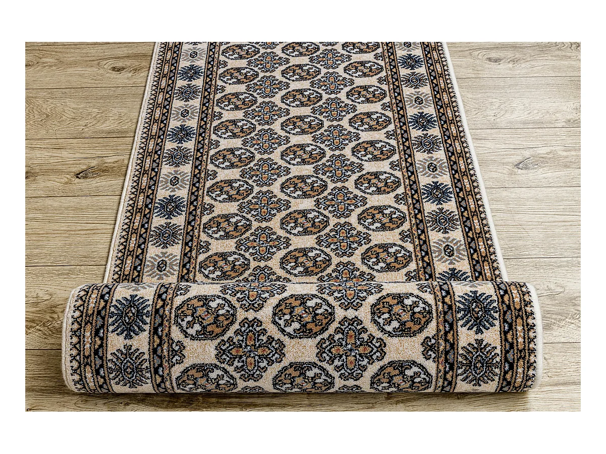 Chodnik NAIN wełniany Rozeta 6177 51033 beż / granat 80cm 80x400 cm