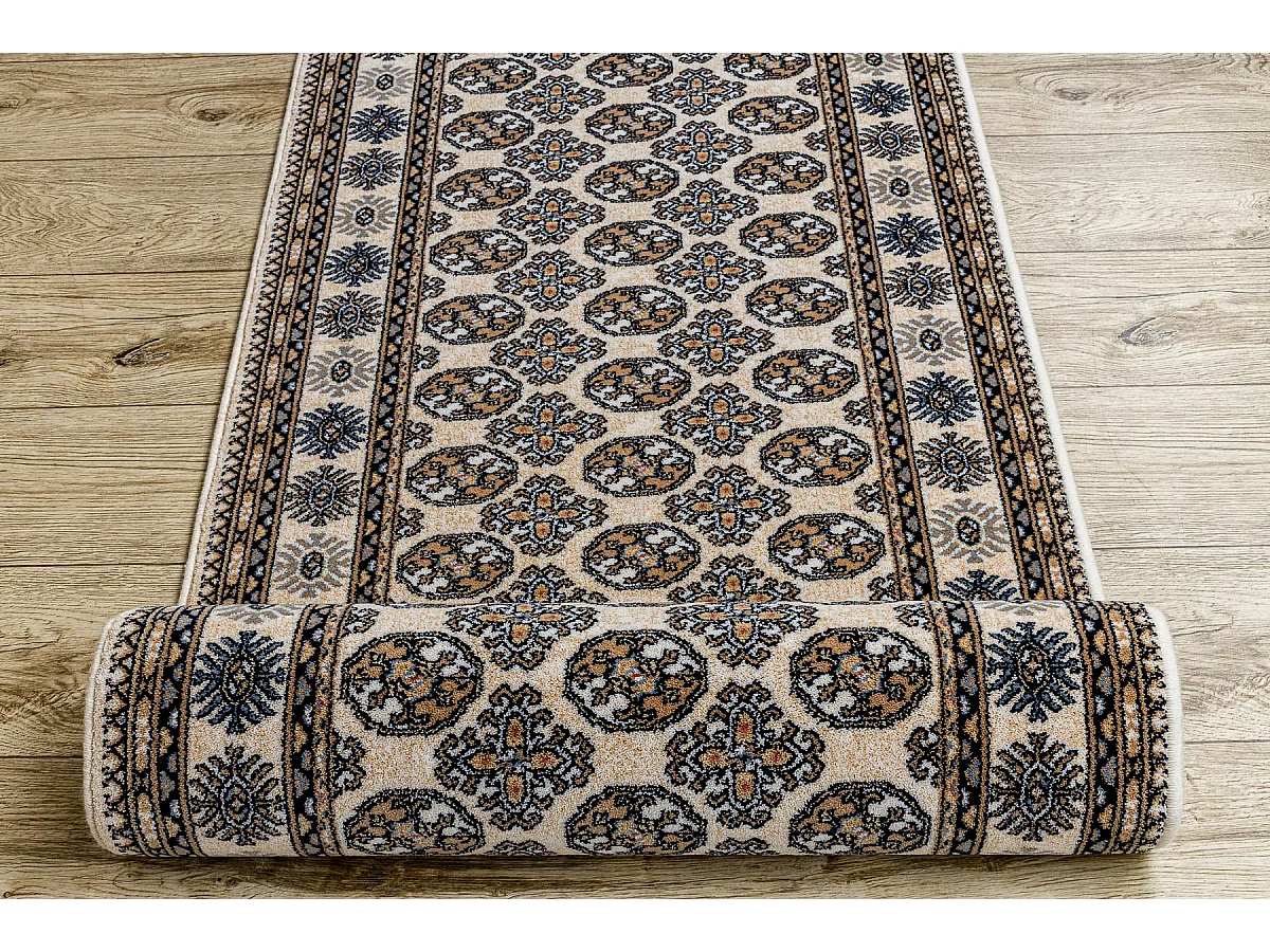 Tapis de course en laine NAIN Rosette 6177 51033 beige / bleu foncé 80x400 cm