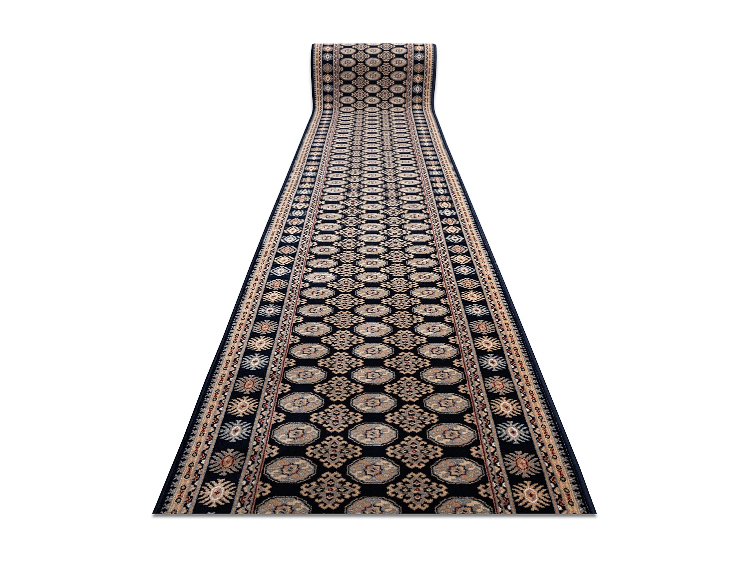 Corridore di lana NAIN Rosetta 6177 51011 blu scuro / beige 100x650 cm