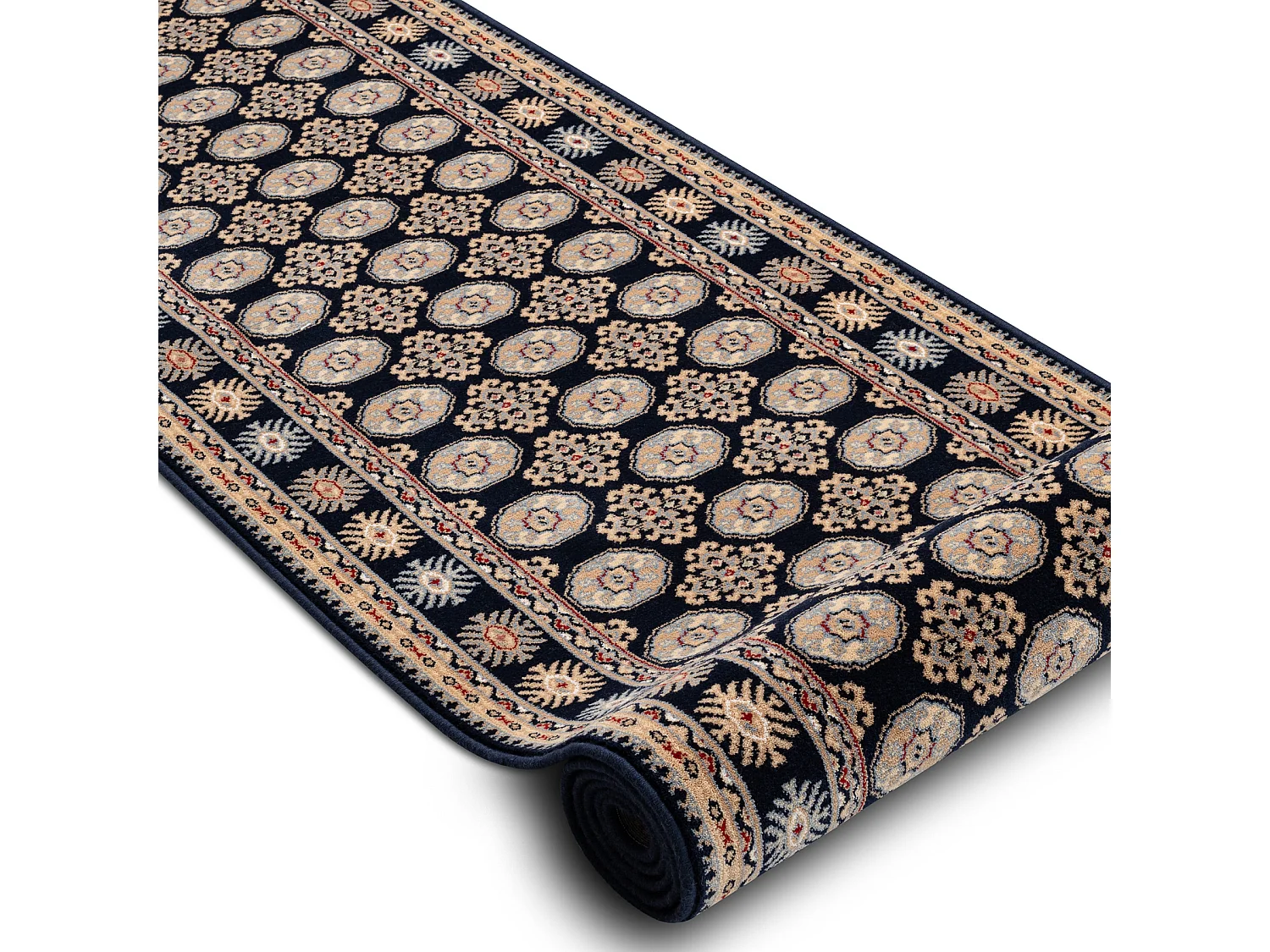 Corridore di lana NAIN Rosetta 6177 51011 blu scuro / beige 100x650 cm