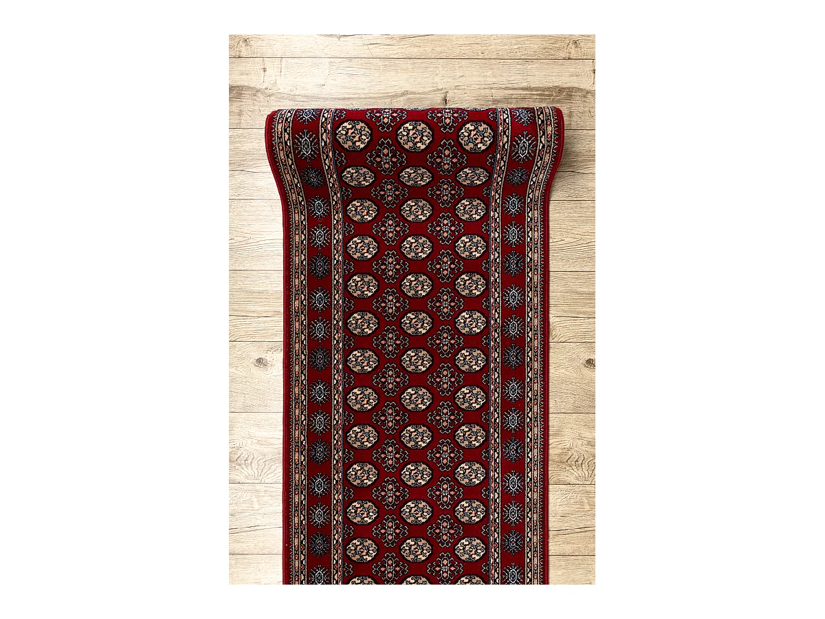 Tapis de course en laine NAIN Rosette 6177 51066 bordeaux / beige 100x250 cm